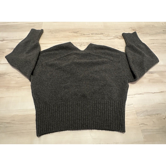 H&M Rhinestone Button Cardigan Boxy V neck Sweater Brown Gray Small Medium - Picture 3 of 7